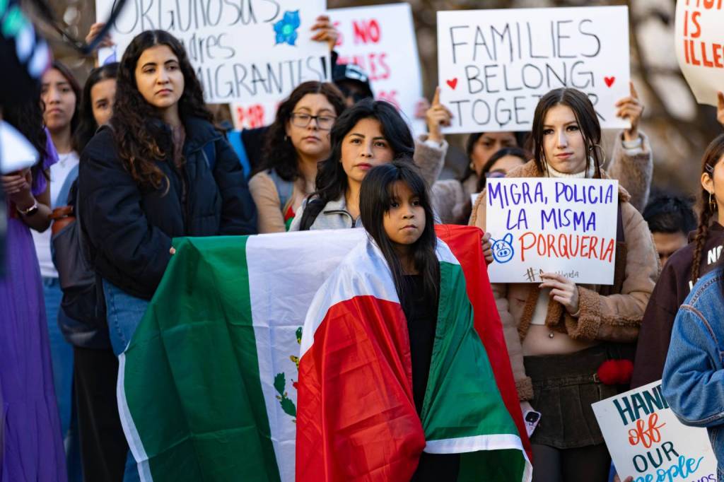 Students and supporters at UC Berkley protesting mass deportations in January
